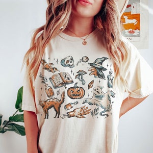 Comfort Colors® Vintage Halloween doodles t-shirt, Halloween things shirt, cute Halloween t-shirt, witch t-shirt, magic tee, Comfort Colors