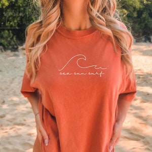 Comfort Colors® Sea Sun Surf Tshirt, Minimal Waves Shirt, Beach Shirt, Ocean tee, Boating gear, Summer Tee, summer Unisex shirt