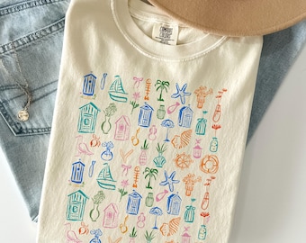 Ocean Creatures T-Shirt, Cute summer Shirt, Beach Vacation Shirt, sea animals Shirt, Summer T-Shirt, Beach Vacation t-shirt, seashells shirt