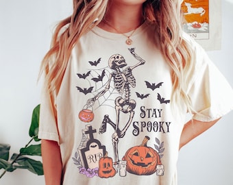 Comfort Colors, Stay spookyt-shirt, Halloween Shirt, Witch TShirt, Gift For Halloween, iprintasty halloween, Skeleton Fall Halloween