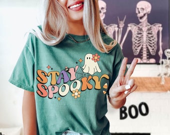 Stay spooky t-shirt, Retro Halloween t-shirt, Vintage Ghost Halloween Shirt, Retro Fall Shirt, Halloween Shirt, iprintasty halloween