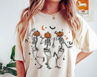 Comfort Colors® Dancing Skeleton Danceing shirt, Retro Halloween tshirt, Vintage spooky season Shirt, Retro Fall Shirt, iprintasty halloween