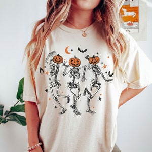 Comfort Colors® Dancing Skeleton Danceing shirt, Retro Halloween tshirt, Vintage spooky season Shirt, Retro Fall Shirt, iprintasty halloween