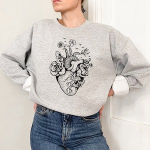 Floral Heart sweatshirt, Heart Shirt, Nurse gift, Cardiac, Heart Surgery, Cardio Shirt, Health Matters sweater-  Floral Heart sweatshirt