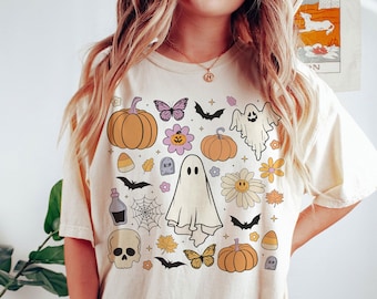Comfort Colors® Halloween doodles t-shirt, Halloween things shirt, cute Halloween t-shirt, witch t-shirt, magic tee, Comfort Colors