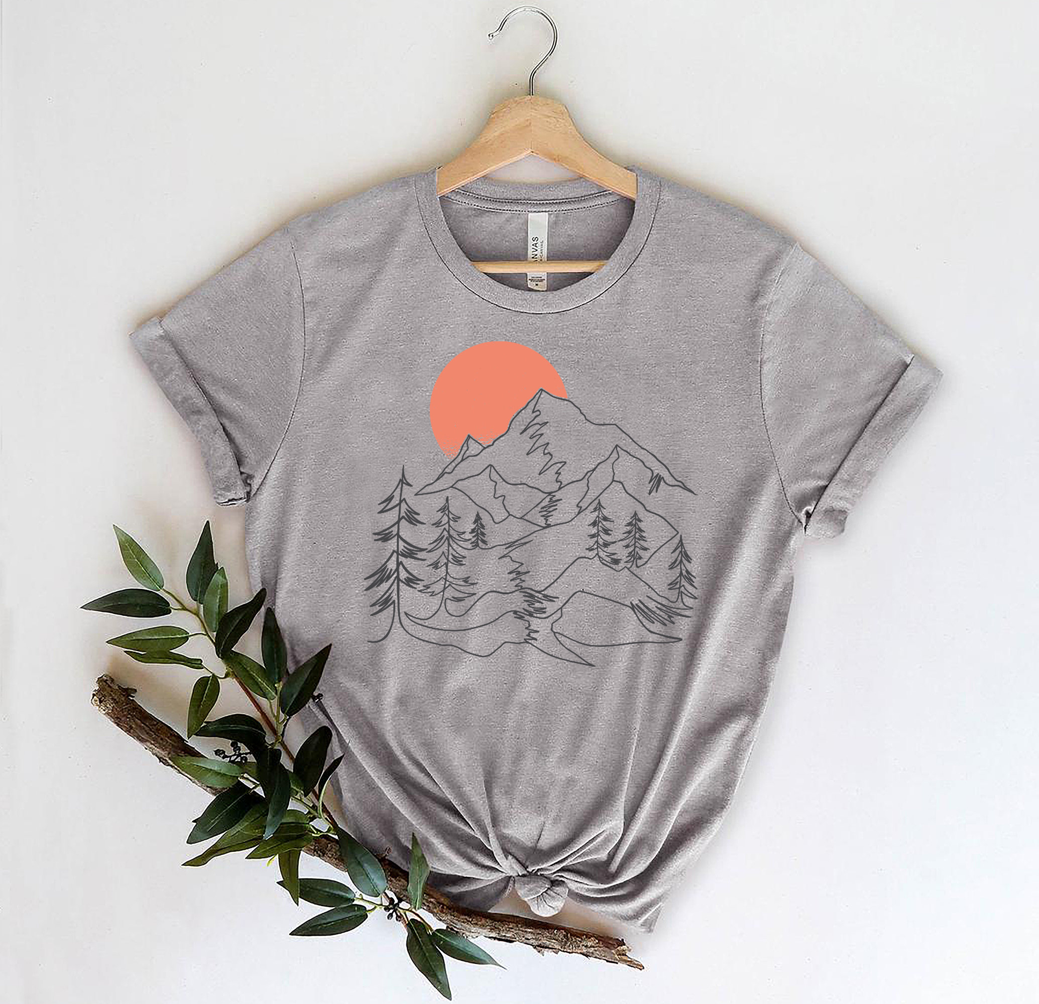 Line Landscape T-shirt Modern Landscape Shirt Mountain  Etsy