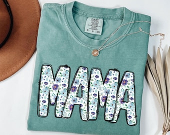 mama-c♥️ Comfort Colors® Vintage Floral Mama T-shirt, Mama T-shirt