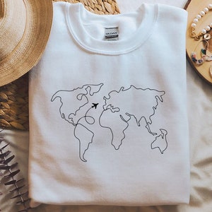 Travel Sweatshirt, world map travel Sweatshirt, gift for travel lover, traveler blogger sweatshirt,,Gift for Travel,Adventurer Sweatshirt