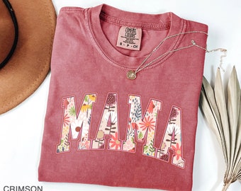Comfort Colors® Vintage floral Mama t-shirt, Mama T-Shirt, Strong Woman Shirt, gift for mothers day, Mama tee, Graphic Tee, Women's T-Shirt