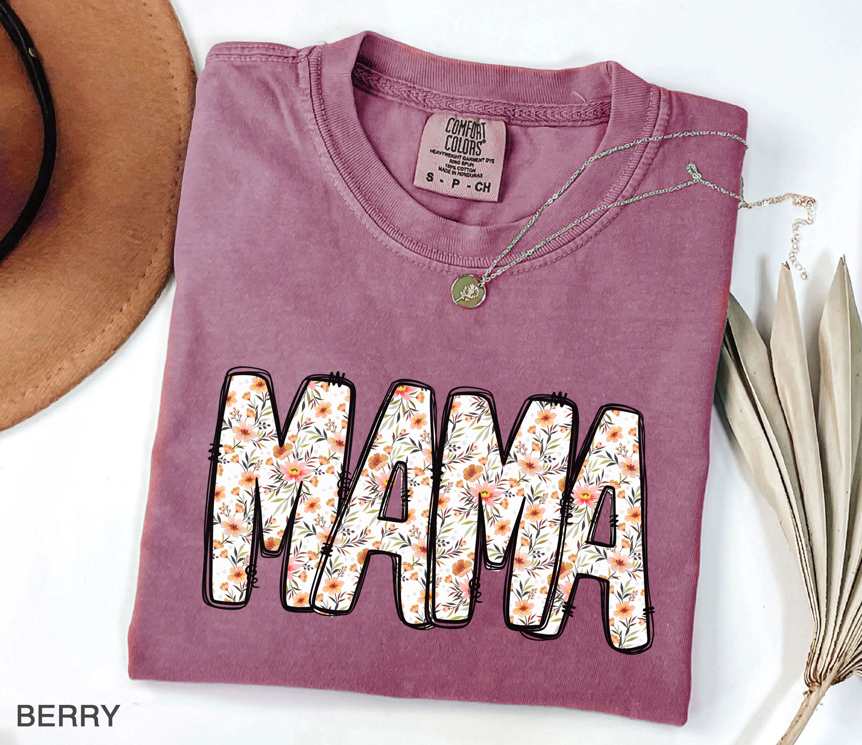 Comfort Colors® Vintage Floral Mama T-shirt, Mama T-shirt, Strong