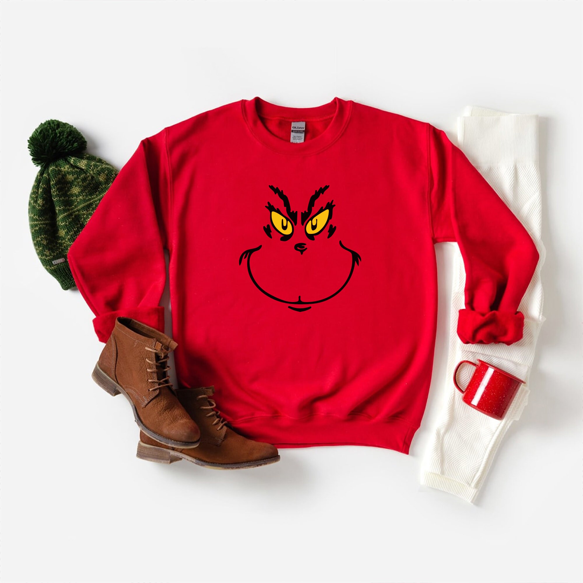 Christmas Sweater Grinch Face Sweatshirt Christmas Shirt | Etsy