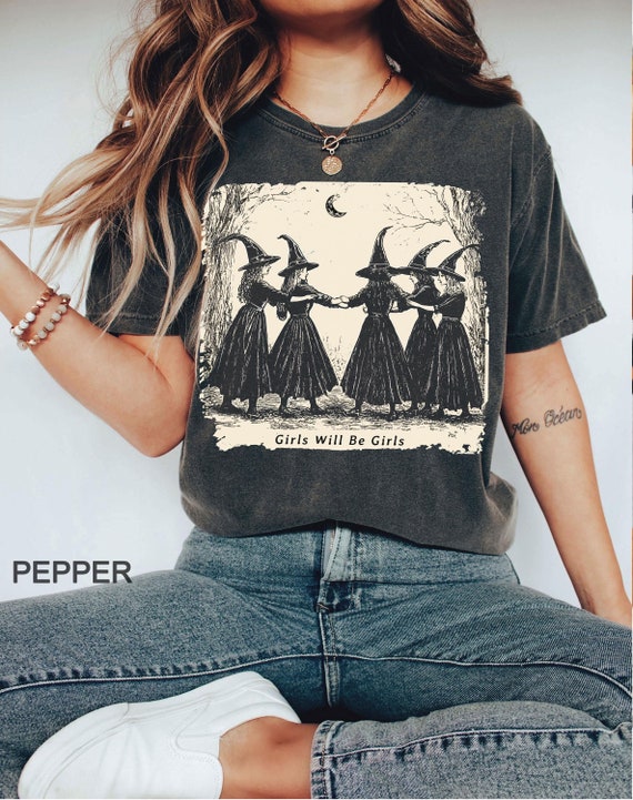 Vintage Girls Will Be Girls T-shirt, Witch Shirt, Halloween