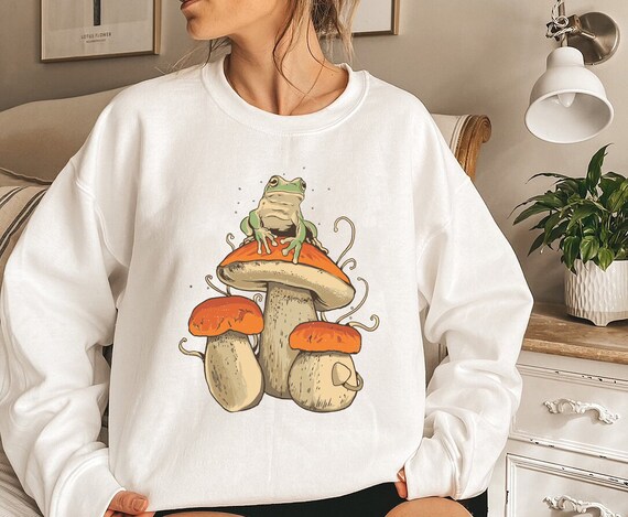 Frogs Mushrooms Sweatshirt Mushroom Sweater Cottagecore - Etsy