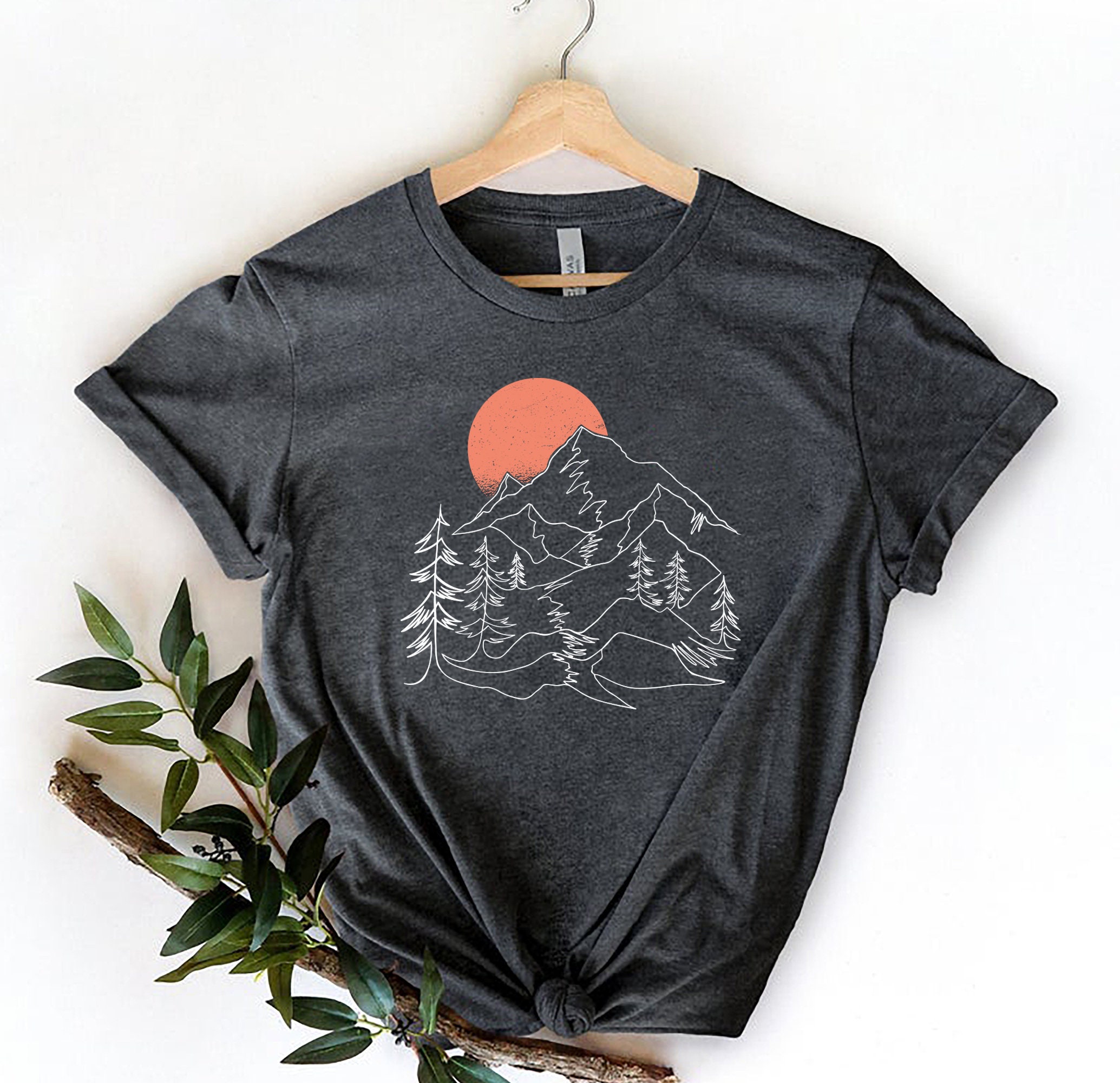 Line Landscape T-shirt Modern Landscape Shirt Mountain | Etsy