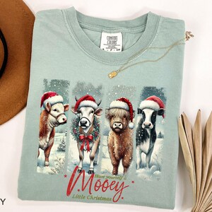 Comfort Colors® Highland Cow Shirt, Christmas Cow Shirt, Christmas Western T-shirt, Vintage Farm Shirt, Farm Life Shirt, Cow Lover Gift image 7