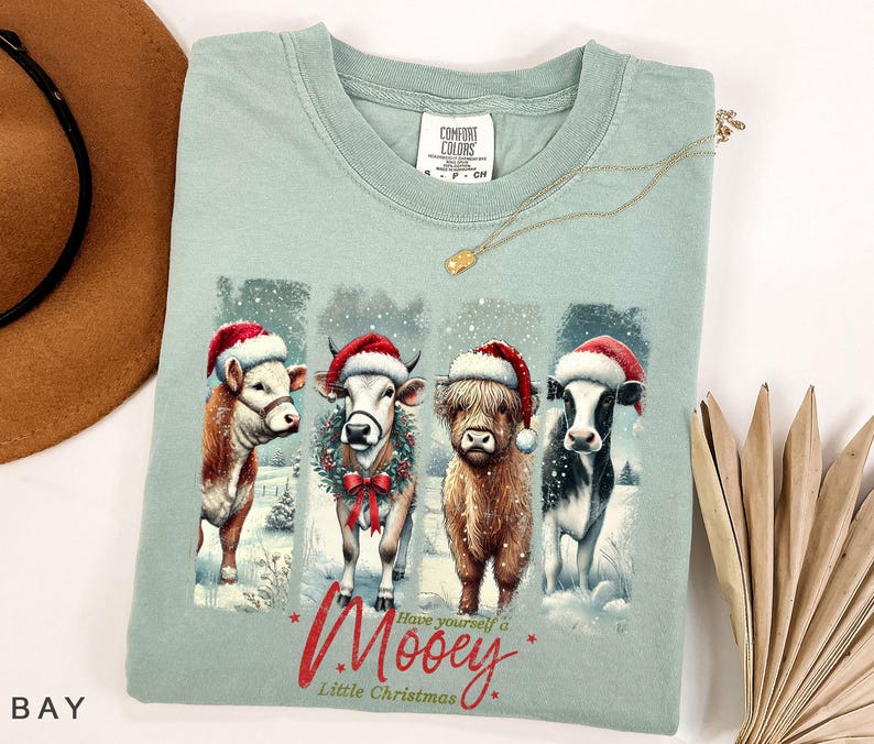 Comfort Colors® Highland Cow Shirt, Christmas Cow Shirt, Christmas Western T-shirt, Vintage Farm Shirt, Farm Life Shirt, Cow Lover Gift image 7