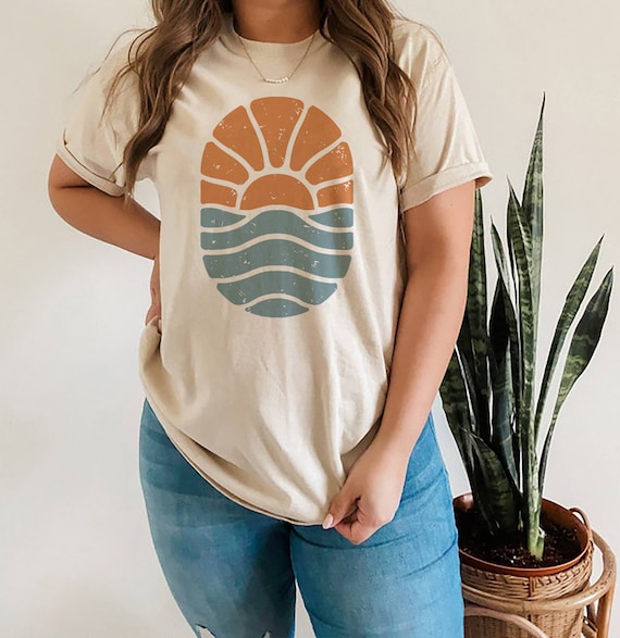 Retro Sun T-shirt, Retro Landscap, Minimalist T-shirt