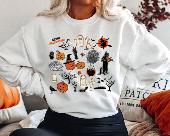 Cute Halloween Sweatshirt Thanksgiving Graphic Sweater Cute - Etsy