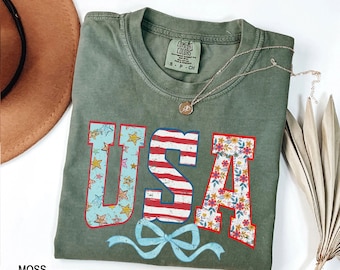 Camiseta vintage de EE. UU., camisetas patrióticas, camiseta de la independencia, 4 de julio para mujer, bandera del 4 de julio, camiseta de EE. UU., bandera estadounidense floral