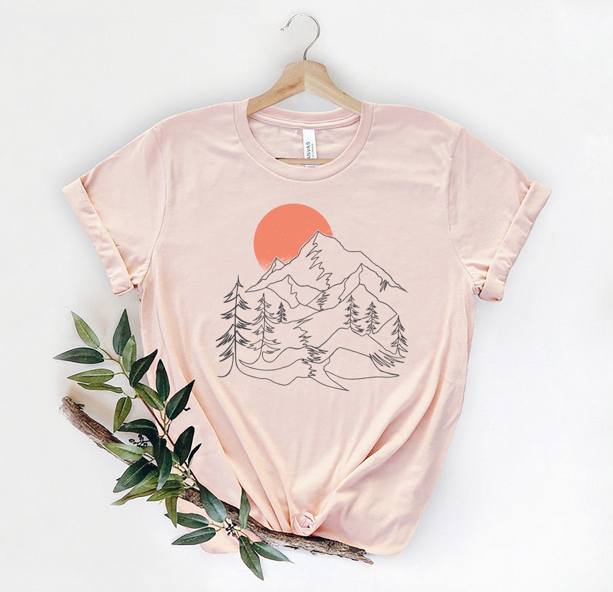Line Landscape T-shirt Modern Landscape Shirt Mountain | Etsy