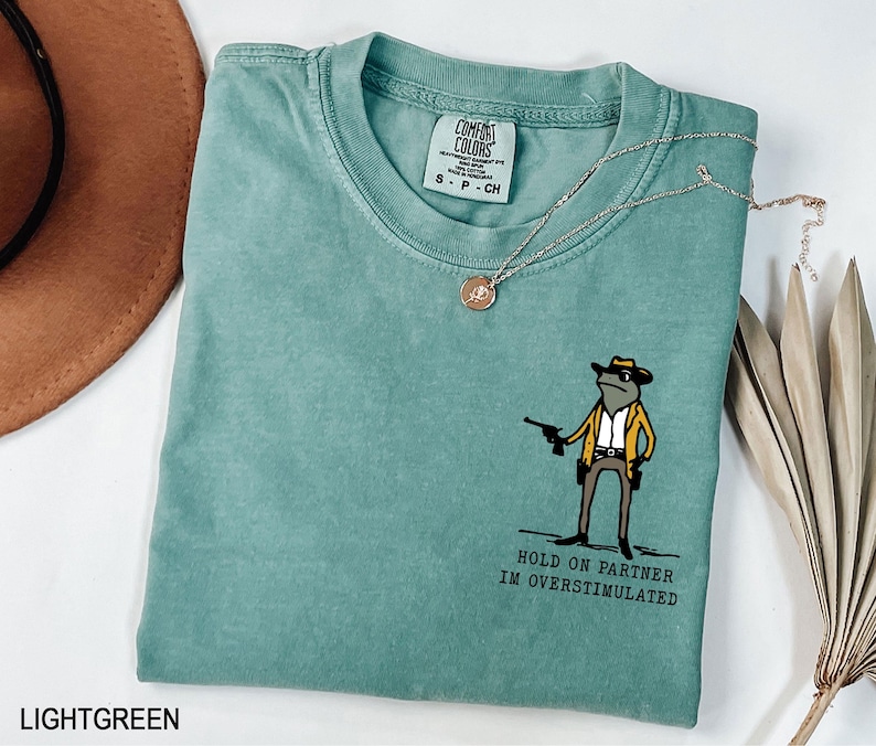 Hold On Partner Im Overstimulated, Monochromatic TShirt Unhinged T-Shirt, Weird core Clothing, Gen Z Shirt, Weird Stuff Funny T Shirt image 2