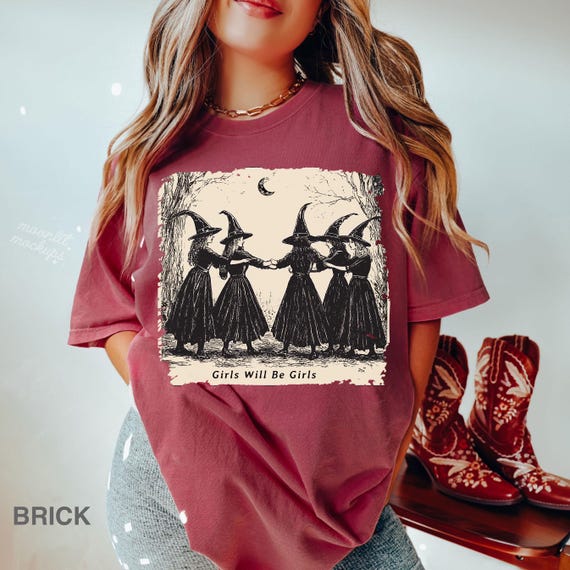 Vintage Girls Will Be Girls T-shirt, Witch Shirt, Halloween