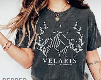 Comfort Colors® SJM merch Gold print Velaris t-shirt, The Night Court t-shirt, SJM merch, A court of Thorns and ROSES, City of Starlight tee