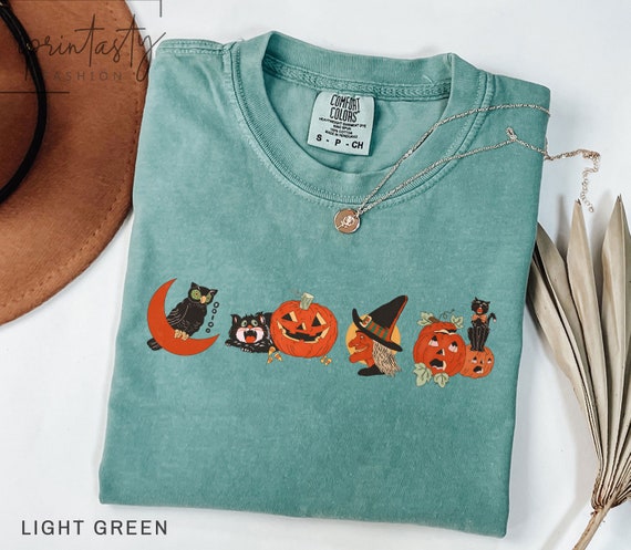 Comfort Colors® Vintage Halloweent-shirt, Thanksgiving  Shirt, funnt Halloween shirt, Halloween Gifts for cat Owner, Funny Fall Shirt