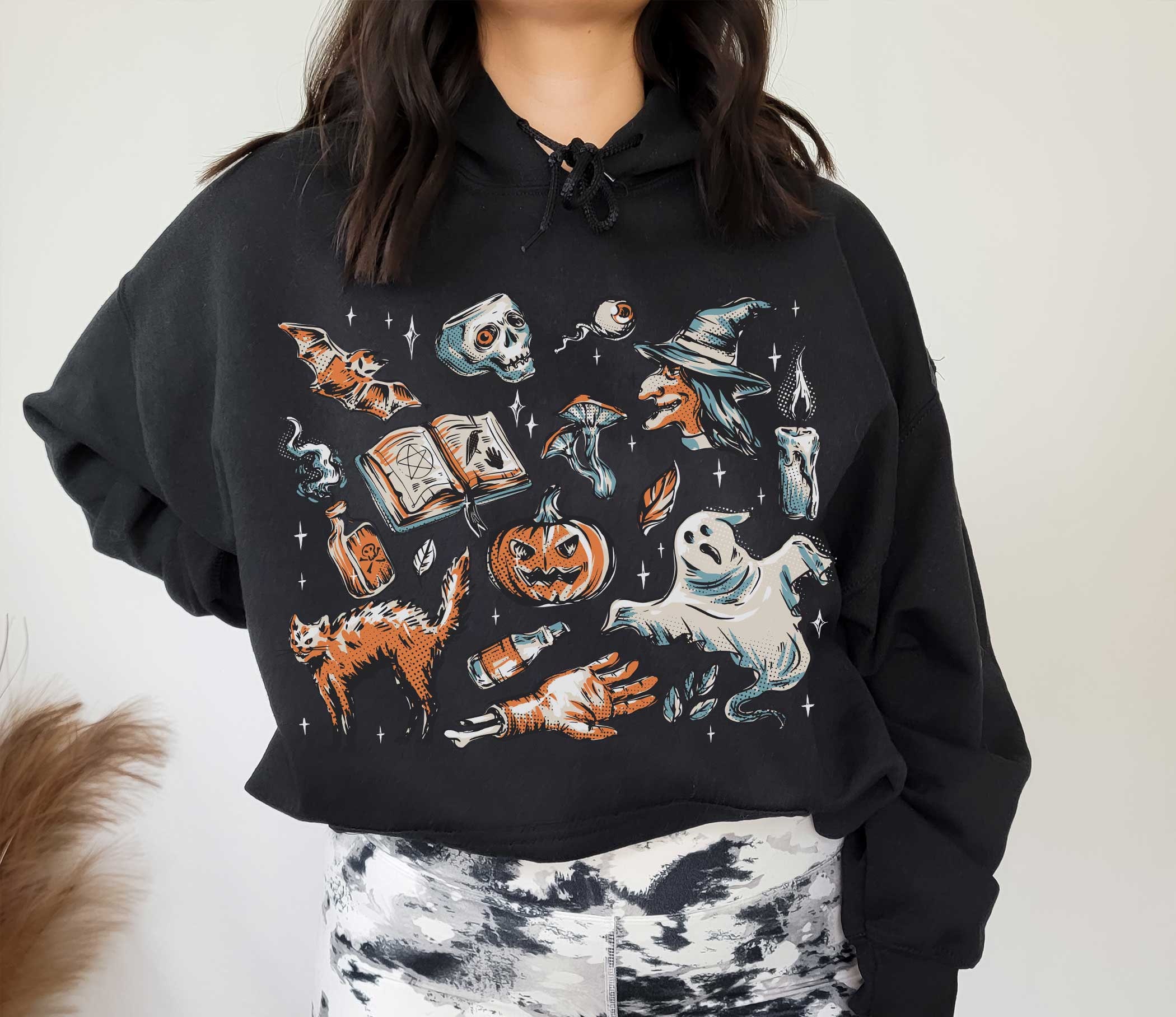 Vintage Halloween Elements Hoodie 