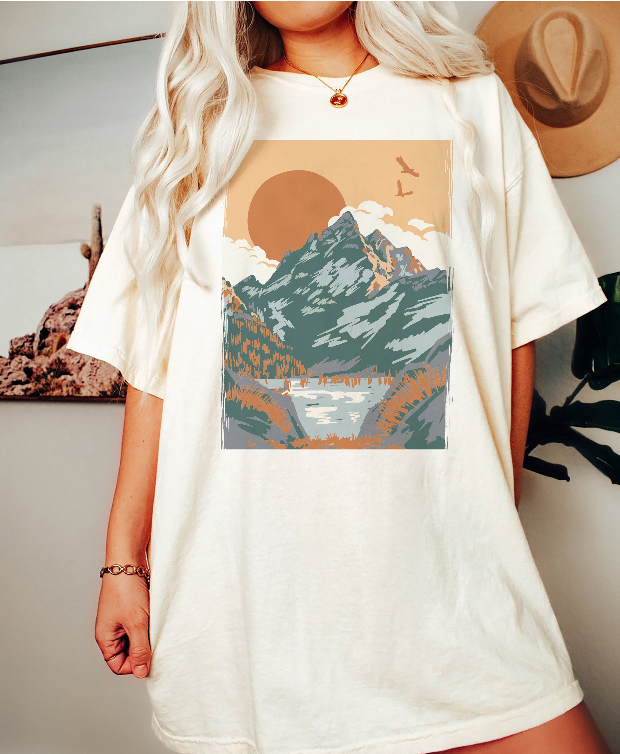 Retro Landscape T-shirt, Vintage Landscape T-shirt, Neutral Retro Landscape T-shirt, Vintage Landscape T-shirt, Neutral
