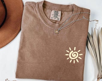 Comfort Colors® Boho sunset and waves t-shirt, Beach Shirt,  Summer T-Shirt,  Vacation T-shirt, Comfort Colors, sunset shirt, Vintage Boho