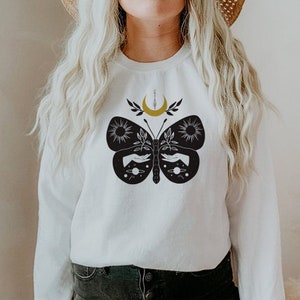 Luna Moth sweatshirt, Witchy Moon Phases, Astral, Celestial Nature, Luna Moth Trendy Art, Spirit Animal Totem sweater, holiday apparel