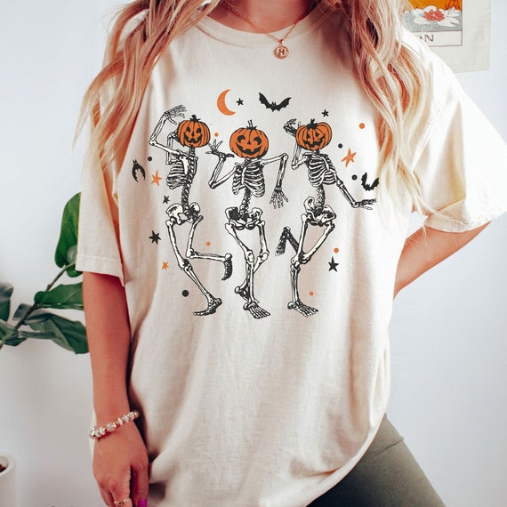 Comfort Colors® Dancing Skeleton Danceing shirt, Retro Halloween tshirt, Vintage spooky season Shirt, Retro Fall Shirt, iprintasty halloween