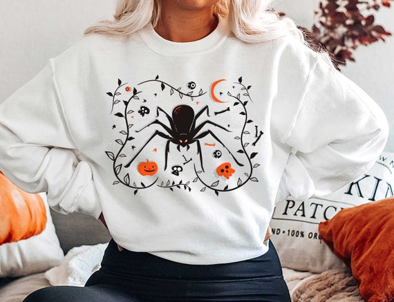 Halloween Spider Sweatshirt Spooky Halloween Sweater Spooky - Etsy