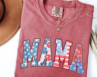 Camiseta de mamá estadounidense, camiseta de mamá, camiseta retro de mamá estadounidense, camiseta del 4 de julio, mamá estadounidense, camiseta retro de color cómodo de EE. UU., camiseta de EE. UU.