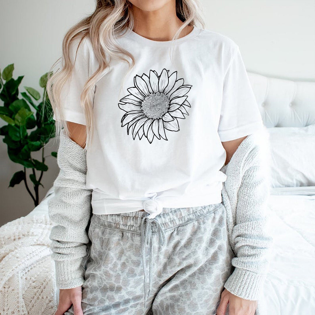 T-Shirt Blouse à Manches Courtes Imprimé Floral Tournesol Col Rond Pour Femmes Grande Taille