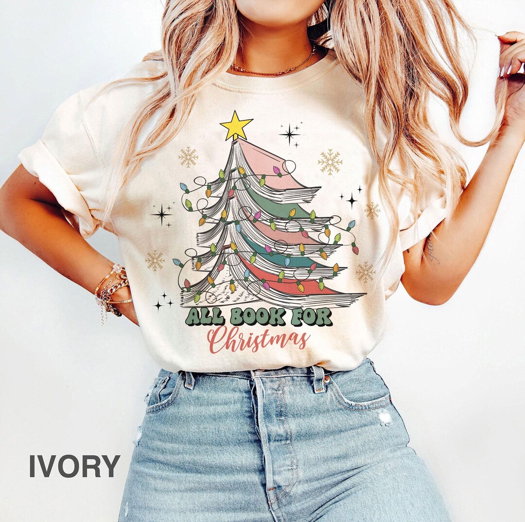 Comfort Colors® Christmas Book Tree Book Lovers T-shirt, Christmas Book ...