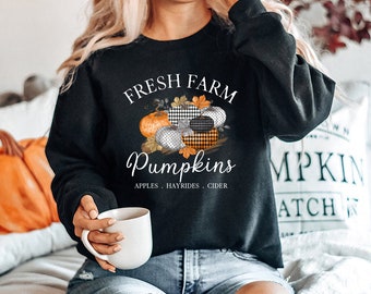 Farm Fresh Pumpkins Fall Women sweatshirt, Thanksgiving sweater, Fall Pumpkin, Fall Tee, Pumpkin Patch, Autumn Tee, Halloween Women sweater