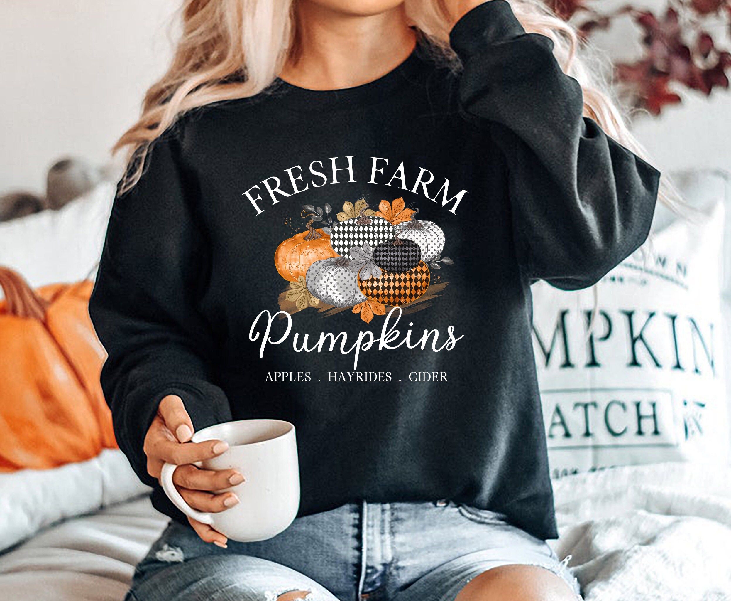 Farm Fresh Pumpkins Fall Women Sweatshirt Thanksgiving - Etsy