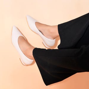 Women&#39;s Ivory White Pointed Toe Ballerinas | Stylish Casual Wear | Formal Wear Shoes | Work Wear Flats | Comfortable Soft Cushioned Shoes |