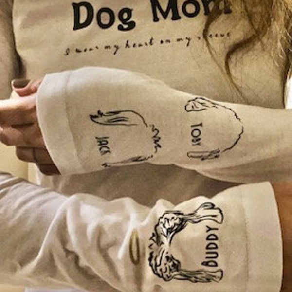 Dog mom shirt, dog lover tshirt, long sleeve, heartdog shirt, dog outline shirt, angel dog