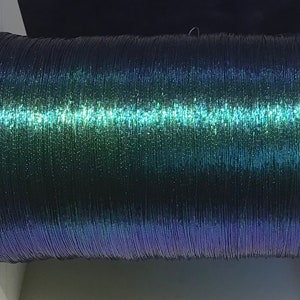 Beetle Wing substitute Vintage Japanese Iridescent Thick Green/Blue Thread.  10 metres.
