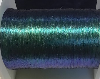 Beetle Wing substitute Vintage Japanese Iridescent Thick Green/Blue Thread.  10 metres.