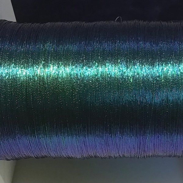 Vintage Japanese Iridescent Thick Green/Blue Beetle Wing substitute Thread.  10 metres.