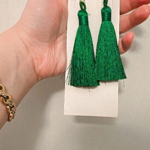Emerald Tassel Earrings