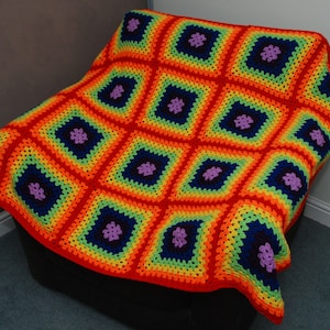Rainbow Crocheted Blanket / Throw