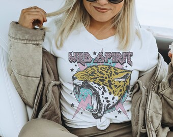 Wild Spirit Shirt, Wild Spirit T- Shirt, Cheetah Shirt, Leopard Shirt, Vintage Inspired T Shirt, Rock and Roll Shirt, Concert Shirt