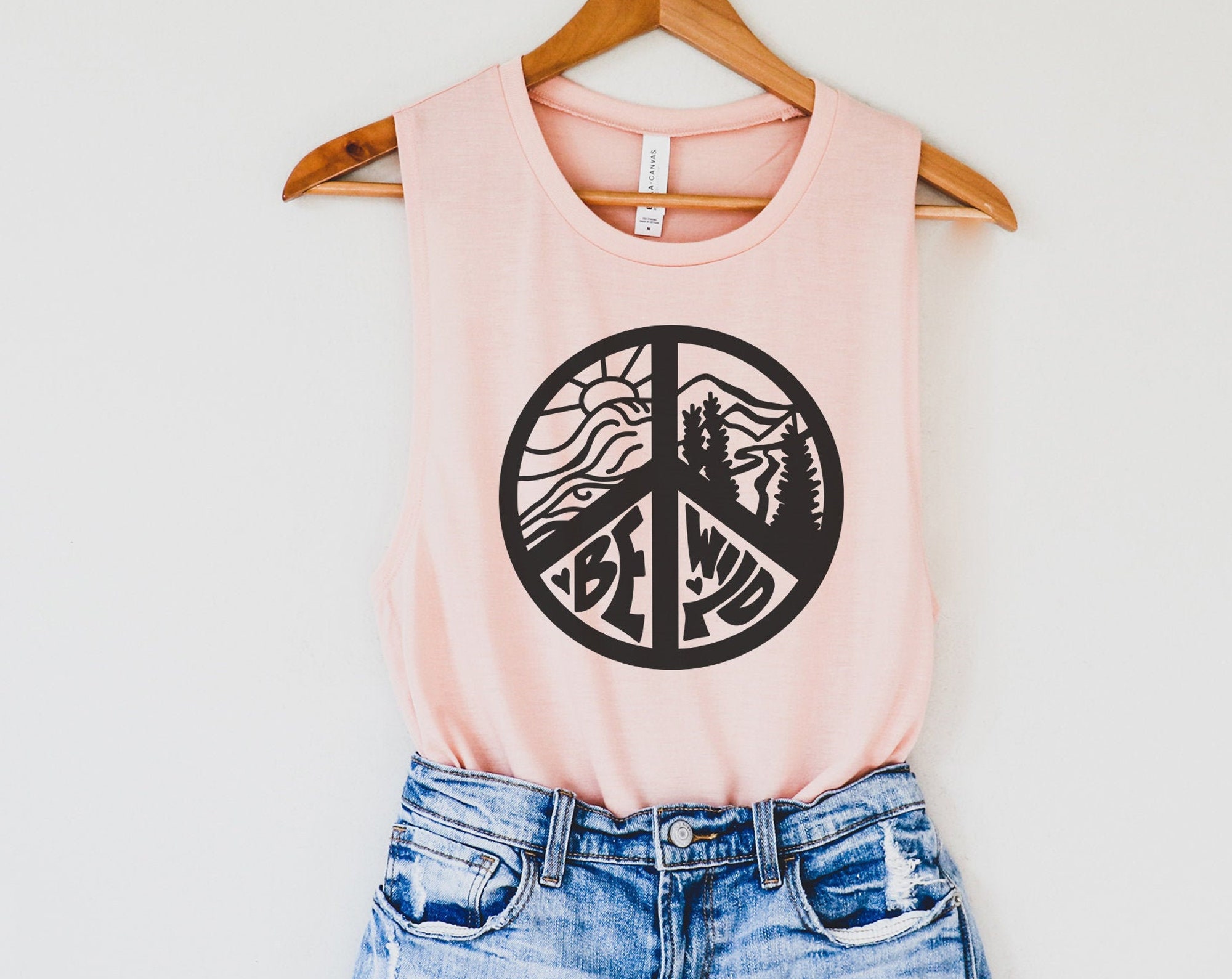 Discover Be Wild Peace Sign Tank, Wild Tank Top, Peace Tank, Graphic Tank Tops