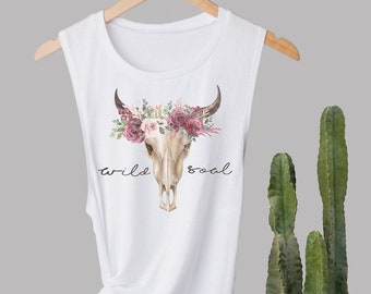 4th Of July Tank Sublimated Design Cow Skull Tank Top Barbwire Skull Patriotic Racerback Boho Tank Top Women/'s Racerback Skull Tank