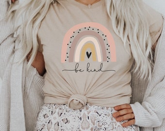 Women's Graphic Tees | Be Kind Shirt | Rainbow Shirt | Be Kind T-Shirt | Bee Kind Tee | Inspirational Shirt | Kindness Shirt | Boho Tshirt
